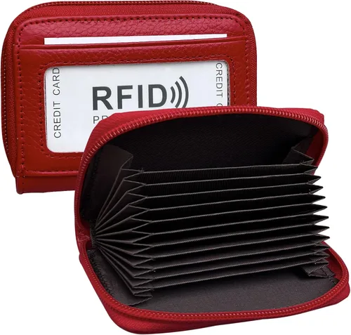 Miniatura 8 de Tarjetero RFID de bolsillo con ventana para ID, piel genuina, S, Negro