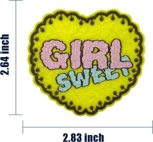 Miniatura 2 de Parche bordado para planchar, parche de corazón de Sweet Girl, insignia bordada para planchar o coser, parche de reparación de apliques, accesorios