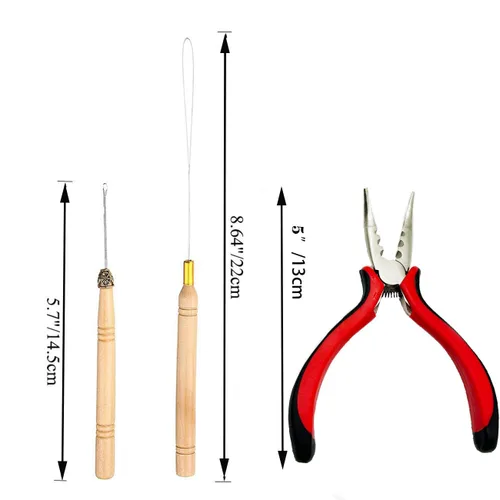 Miniatura 2 de Kit de herramientas de extensiones de cabello, accesorios profesionales de peluquería, 500 piezas de cuentas de micro anillo, 1 alicates de Negro