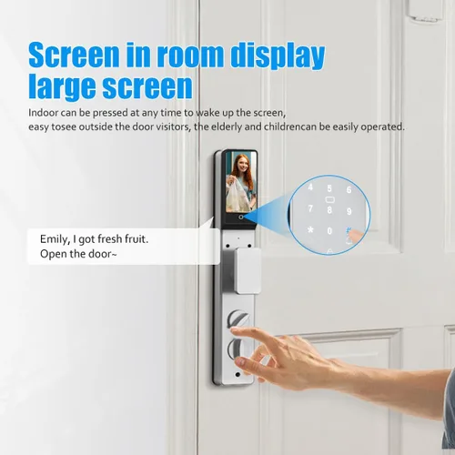 Miniatura 4 de Sophies Cerradura de puerta inteligente con cámara, cerraduras inteligentes Wi-Fi totalmente automáticas con reconocimiento facial 3D biométrico