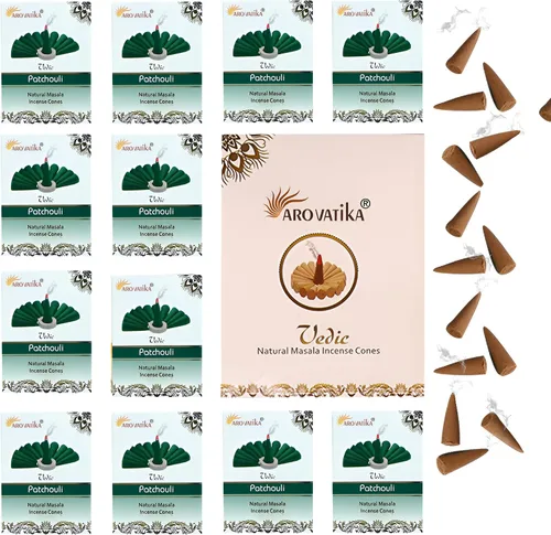 Miniatura 12 de ARO VATIKA Vedic Natural Masala 120 conos de incienso en paquete de 12 cajas 12 fragancias surtidas conos Dhoop Lo mejor para oración, reiki