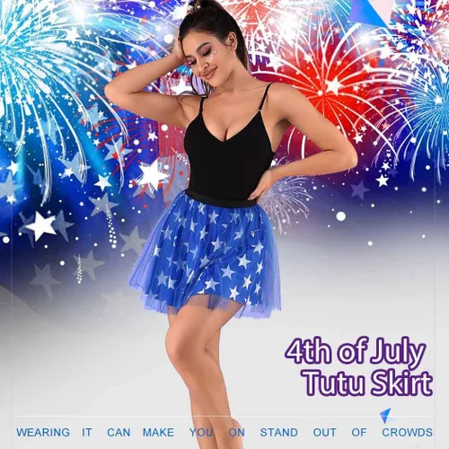 Miniatura 7 de TWINKLEDE Falda del 4 de julio, falda patriótica de tutú para el Día de la Independencia, falda de baile para mujeres y niñas
