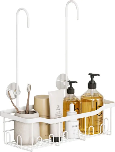 Miniatura 8 de BYT Estante de Ducha Colgante, Organizador Colgante para Baño, Cesta de Ducha con Ganchos, Almacenamiento de Ducha, Estante, Soporte Sin Perforación