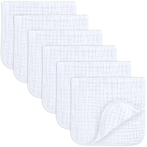 Miniatura 12 de Comfy Cubs - Paquete de 6 paños de muselina para eructos, 20 x 10 pulgadas, grandes, de 6 capas, 100 % algodón ultra absorbente para babeo