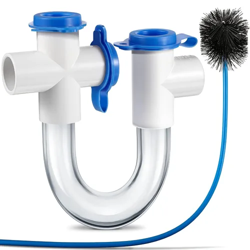 Miniatura 9 de 1 Pack 3/4 Inch Standard Condensate Trap with Cleaning Brush, PVC U Trap for HVAC Systems, Air Conditioner, Effectively Drains Condensate (Clear)