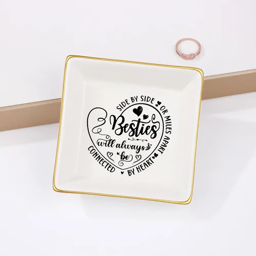 Miniatura 2 de JoycuFF Bandeja decorativa de cerámica para mejores amigos, mejor amiga, regalo único para hermana del alma, mejor amiga, idea de regalo