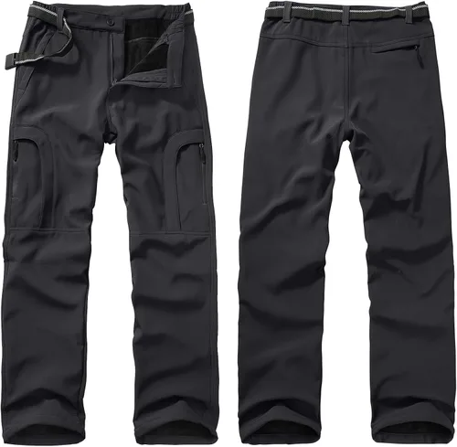 Miniatura 7 de Toomett Pantalones de nieve para senderismo para hombre, esquí, invierno, con forro polar, repelente al agua, campamento, caminar, pesca