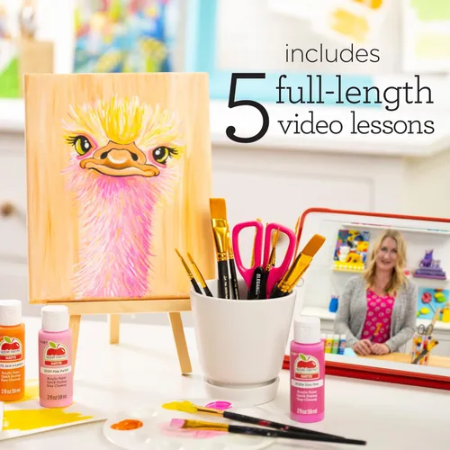Miniatura 2 de Apple Barrel Art Lessons - Juego de pintura y pinceles, kit de 34 piezas que incluye 23 colores de pintura acrílica Apple Barrel de 2 onzas