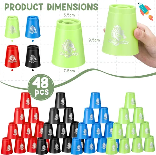 Miniatura 3 de Libima Juego de 48 tazas deportivas apilables, juegos clásicos, juego de entrenamiento de velocidad para niños y niñas, adultos, fiesta familiar