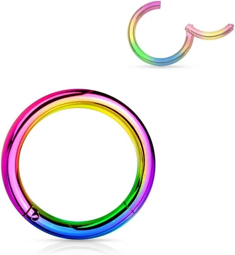 Miniatura 23 de Forbidden Body Jewelry - Piercing para la nariz de acero quirúrgico 316L con bisagra, 14G, 16G, 18G, diámetro de 15/64, 5/16, 25/64, 15/32 pulgadas