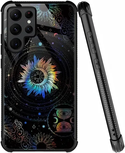 Miniatura 60 de ZHEGAILIAN Funda compatible con Samsung Galaxy S22 Ultra, funda de vidrio orgánico para niñas, mujeres y hombres, diseño de cuatro esquinas, Cabeza