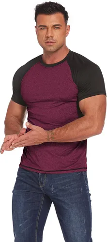 COOrun Camisetas deportivas para hombre de manga raglán corta que absorbe la humedad suelta gimnasio entrenamiento Tops de secado rápido camisetas