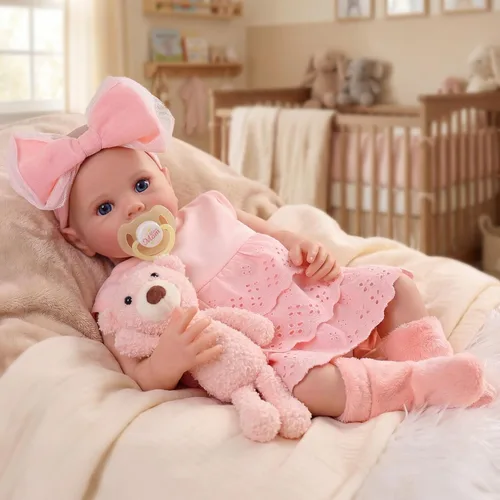 BABESIDE Muñecas de bebé Reborn – Muñeca realista de cuerpo suave de 17 pulgadas para niña despierta, muñeca de bebé de la vida real con caja de
