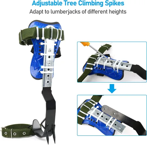 Miniatura 2 de TWSOUL Estaca de escalada, equipo de escalones de escalada de árboles con correas de cinturón de 5 puntos, cordón ajustable portátil y correas extra