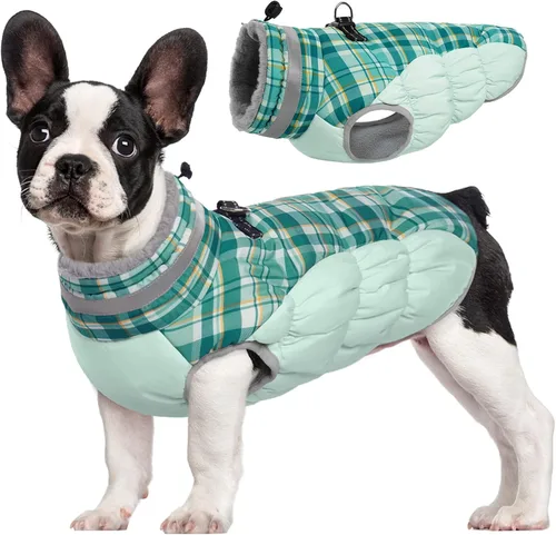 Miniatura 29 de FUAMEY - Chaqueta de invierno para perro, chaleco acolchado con arnés, ropa cálida para mascotas, abrigo con cremallera, impermeable, para perros