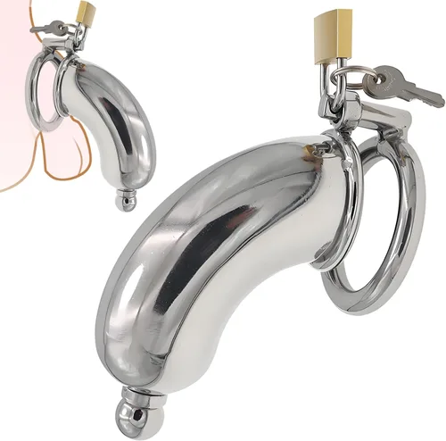 Jaula de acero inoxidable para hombre con bloqueo de pene con cerradura de metal castidad con tubo uretral