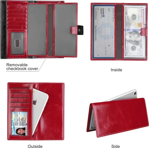 Miniatura 4 de Itslife Cartera de cuero con bloqueo RFID de gran capacidad para mujer Rojo escarlata Classic