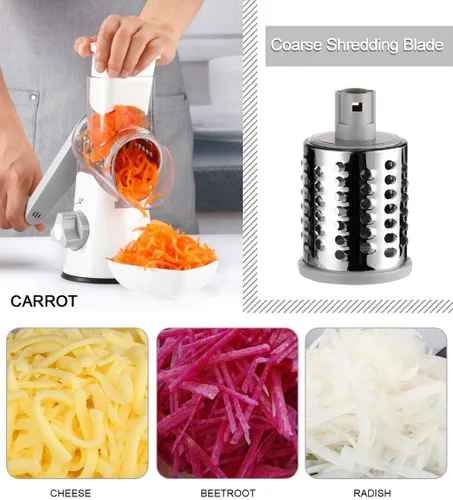 Miniatura 3 de Ourokhome Rallador rotativo de queso y rallador de caja de acero inoxidable con recipiente de almacenamiento extraíble, guantes, pelador de verduras