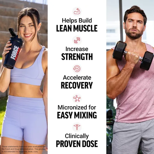 Miniatura 2 de Force Factor Polvo de Creatina Monohidrato, dosis de 5g micronizadas para apoyar el crecimiento muscular, la fuerza, la recuperación, la salud