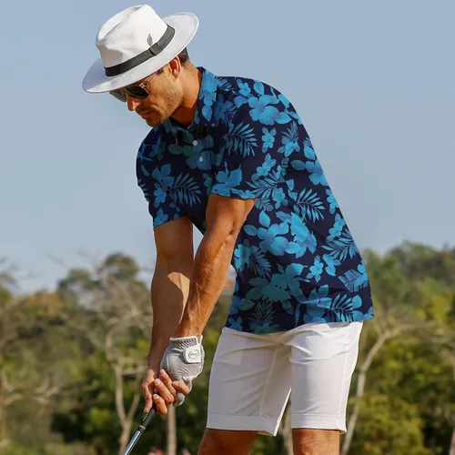 Miniatura 3 de Hawaiian Polo Shirts for Men, Quick Dry Men's Golf Shirts Short Sleeve Dry Fit Performance Golf Polo for Golf Hiking Horsing