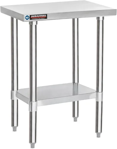 Miniatura 17 de DuraSteel Carrito de acero inoxidable NSF de 30 x 72 pulgadas, mesa de preparación de alimentos resistente con estante inferior, isla de cocina