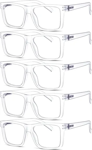 Miniatura 21 de Eyekepper Paquete de 5 gafas de lectura de gran tamaño con marco cuadrado grande para hombres y mujeres - Negro +2.50 Paquete de 5 todo negro