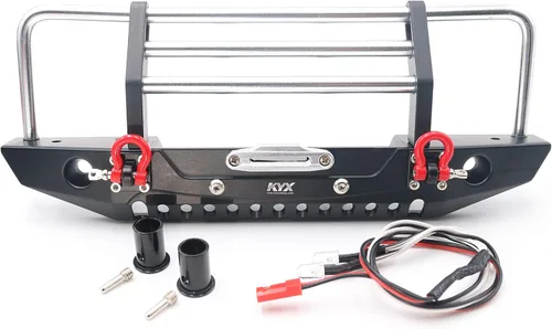 Miniatura 9 de KYX Parachoques delantero de aleación de carreras con luces LED, accesorios para RC Crawler Car Axial SCX10 II 90046 Traxxas TRX4 TRX-4 Redcat Gen8