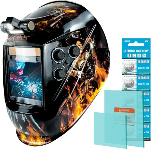 Miniatura 11 de TRQWH Casco de soldadura con vista grande 3.94" x 3.15" con oscurecimiento automático, capucha de soldadura con luz LED, energía solar, color real