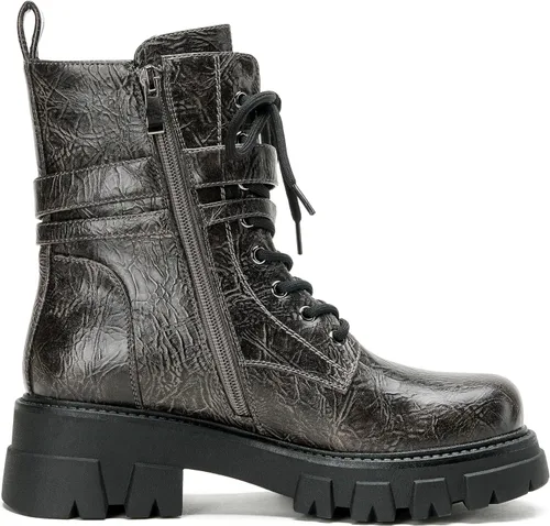 Miniatura 5 de Botas de combate para mujer, botas rave para mujer, botas de motocicleta de moda, con hebilla, góticas, tacón grueso