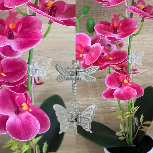 Miniatura 5 de 30 estacas acrílicas para plantas de jardín de un solo tallo para plantas, estacas transparentes para orquídeas y 30 clips de soporte para plantas