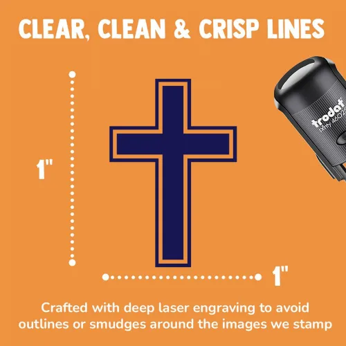 Miniatura 2 de Cross with Outline - Sello de goma autoentintado cristiano para sellar planificadores de manualidades, 1 pulgada de tamaño mediano, tinta negra