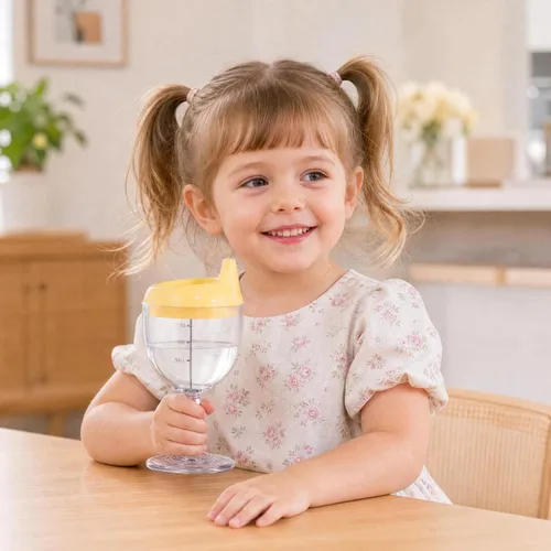 Miniatura 6 de Goaste Paquete de 4 vasos para beber vino para bebé, copas de plástico estilo copa con tapas, tazas de bebidas para niños de 6.7 onzas para jugo