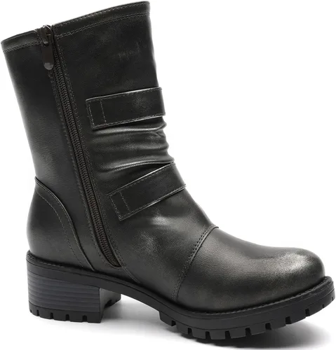 Miniatura 9 de GLOBALWIN Botas militares con cordones a media pantorrilla, para motocicleta, para festivales de moda, para mujer