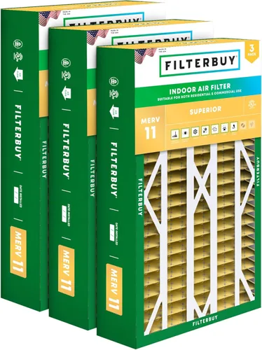 Miniatura 27 de Filterbuy Filtro de aire MERV 11 de 10 x 17 x 2 pulgadas para defensa de mascotas y alergias (paquete de 3), filtros exteriores plisados
