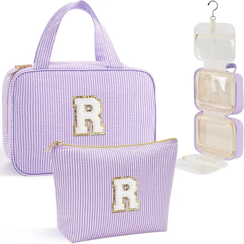 Miniatura 39 de YOOLIFE Regalos de cumpleaños para mujeres adolescentes, neceser colgante con inicial para mujeres, adolescentes y niñas, bolsa de aseo de viaje