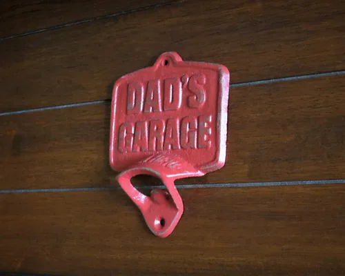 Miniatura 3 de Dad's Garage Wall Mounted Beer Bottle Opener Colonial Red or Pick Color Cast Iron