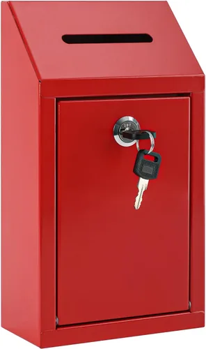 Miniatura 15 de KYODOLED Caja de sugerencias con candado y 50 tarjetas de sugerencia gratis, boleta de metal montada en la pared, caja de donación y colección