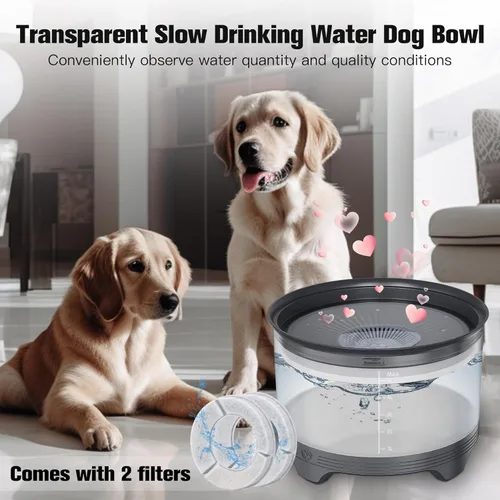 Miniatura 6 de UPSKY Cuenco de agua para perros de 5.5 L, gran capacidad de 186 onzas, sin derrames, antideslizante, comedero lento para mascotas para bebedores
