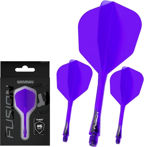 Miniatura 11 de Winmau Darts Fusion Sistema Integrado de Vuelo y Eje - Forma y Diseño No.6 - Disponible en Corto, Intermedio y Mediano - Negro, Amarillo y Rojo