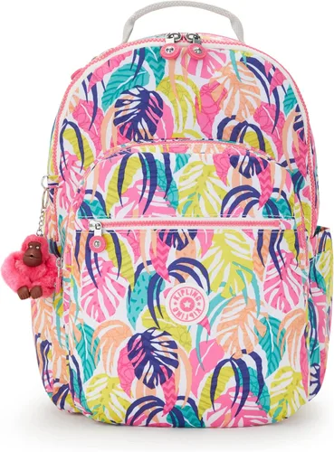 Miniatura 69 de Kipling Seoul - Mochila grande metálica para portátil de 15 pulgadas, Agua (Aqua Flowers)