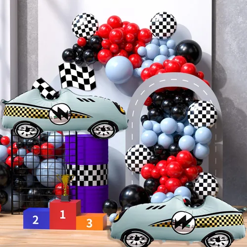 Miniatura 4 de 2 globos grandes para autos de carreras, globos de carreras de 43 pulgadas color azul azulado para decoración de fiesta de autos de carreras