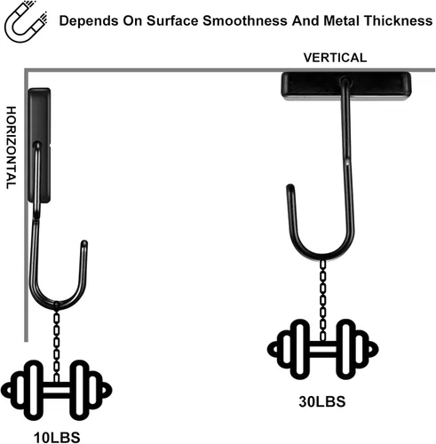 Miniatura 5 de MAGTSMEI Ganchos magnéticos negros resistentes, ganchos magnéticos de neodimio fuertes para refrigerador, imán de refrigerador con gancho