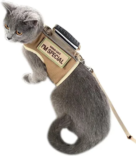Miniatura 12 de Arnés de gato con correa, ajustable para gatos, chaleco acolchado para gatos, Black Plaid
