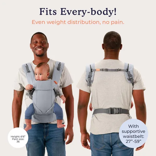 Miniatura 6 de Beco Gemini Portabebés desde Recién Nacido hasta Niño Pequeño - Portabebés Ergonómico Certificado para Bebés y Niños de 7-35 libras - Forma M, Gris