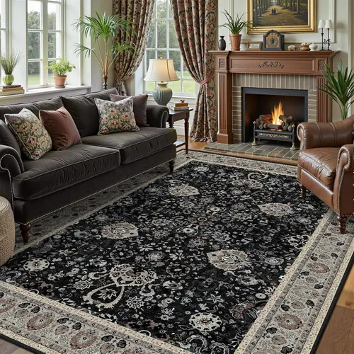 Miniatura 76 de Alfombras de área de 5 x 8 pies para dormitorio, alfombra lavable de 5 x 8, alfombra vintage grande, antideslizante, alfombra bohemia para sala