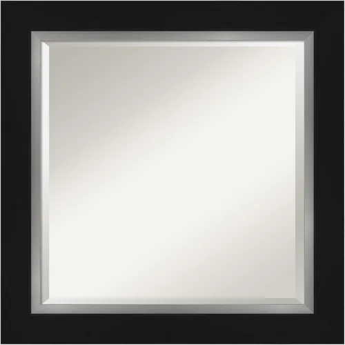 Amanti Art Espejo de baño negro para sobre fregadero, 26 x 26 pulgadas, espejo de tocador cuadrado negro y plateado, marco moderno medio, se cuelga