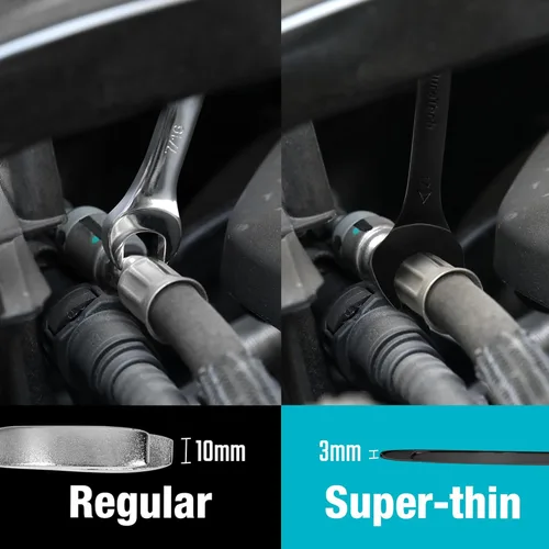 Miniatura 3 de Duratech - Juego de llaves de extremo abierto súper delgadas, métricas, 8 piezas, de 5.5 mm a 27 mm, con revestimiento electroforético negro