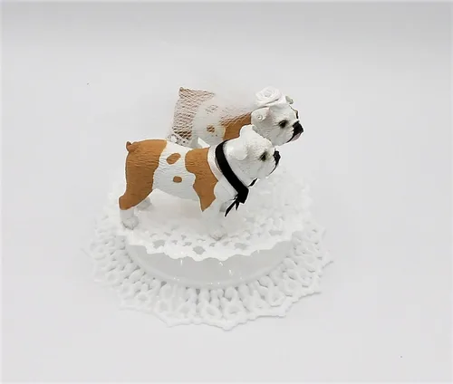 Miniatura 3 de Decoración para pastel de boda de novia y novio de Bulldog Inglés