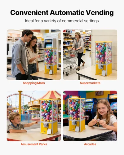 Miniatura 7 de VEVOR Máquina de chicle, dispensador de máquina expendedora de dulces de 25 pulgadas de altura, máquinas expendedoras de 25 centavos para centros