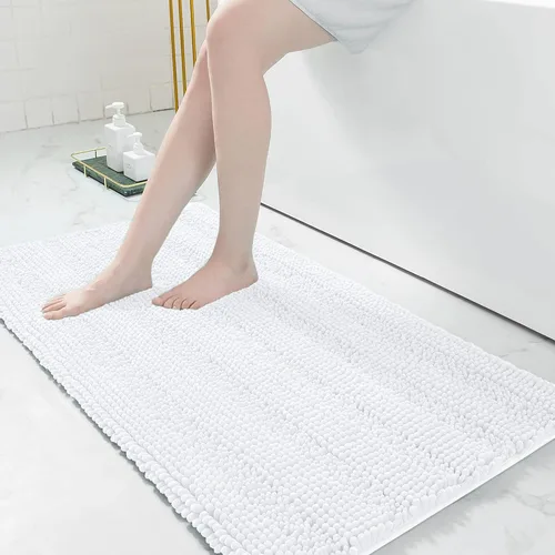Miniatura 150 de Grandaily Alfombras de baño de felpilla a rayas de 24 x 16 pulgadas, extra gruesas y suaves, absorbentes, parte trasera de goma, alfombra de ducha